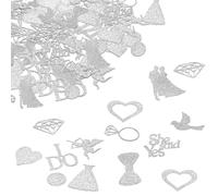 DIFLAX 200 Pièces Confettis Paillettes Argentés Confettis de Table de Mariage I Do Décoratif Table de Mariage Décoration Cœur Diamant Cupidon Confettis Décoration para Mariage et Demande en Mariage