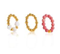 DIFLAX 3 Pièces Bague D'anxiété, Bague Anti Stress, Bague Perle, Bague Femme Argent, Bague Femme, Bague Anti-stress pour Femme