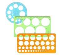 DIFLAX 3 Pièces Pochoir circulaire en plastique, Normographe pour Croquis et Schémas, Rapporteur 360, Regle Pochoir, Règle Circulaire pour Dessiner, Mesurer et Concevoir, pour les études et le Travail
