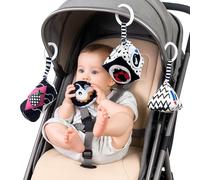 DIFLAX 4 Pièces Jouets Suspendus de Poussette, Jouet Noir et Blanc, Jouet à Contraste Élevé, Spirale d'Activité Bébé, Jouet Sensoriel, Nouveau-né, Montessori, Eveil (4 styles)
