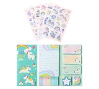 DIFLAX Ensemble De Bloc-Notes Cheval Arc-En-Ciel Et Autocollants Licorne Blocs-Notes De Dessins Animés Créatifs Papeterie D'Étudiant Mignonne Fournitures Scolaires pour Fille Cadeau Sac d'École