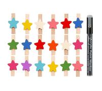 DIFLAX Séparateur Penderie Bébé Markage, 30 Clips Étoile Bois, Organisateur Dressing, Armoire Bebe, Séparateur Trennmarkage, Mit Stylo, Für Bébé Schubladen