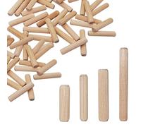 Diforma Lot de 50 chevilles en bois 10 x 50 mm, chevilles en bois de bouleau massif rainuré, broches chanfreinées pour meubles (50, 10 x 50 mm)