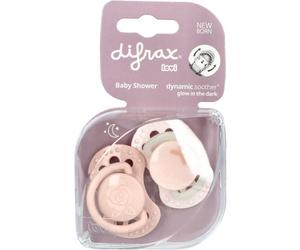 Difrax Dynamic Sucette Newborn Babyshower Pink 2 Pièces