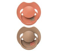 Difrax Sucette dynamique LOVI 6 à 18 mois Sans BPA Silicone haute qualité 2 pièces Orange/Marron