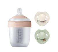 Difrax LOVI Coffret Naissance- Biberon 150 ml + Sucette Dynamique 0 á 6 Mois - Coconut/Pistachio - Allaitement & Biberon - Anti-Colique - Cadeau Bébé - Fabriqué en Europe