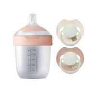 Difrax LOVI Coffret Naissance- Biberon 150 ml + Sucette Dynamique 0 à 6 mois Mois - Phosphorescente - Allaitement & Biberon - Anti-Colique - Cadeau Bébé - Fabriqué en Europe