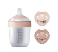 Difrax LOVI Coffret Naissance- Biberon 150 ml + Sucette Dynamique 0 á 6 Mois - Nude/Blush - Allaitement & Biberon - Anti-Colique - Cadeau Bébé - Fabriqué en Europe