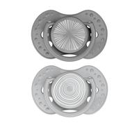 Difrax LOVI Sucette Dynamique - 0-6 Mois - Classy - Gris - 2 pièces | Compatible avec l’allaitement maternel - Sans BPA - Fabriquée dans l’UE, en Pologne