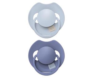 Difrax LOVI Sucette Dynamique 0 à 6 Mois - Bleu Clair & Marine - 2 Pièces - Facile à Accepter, Sans BPA, Silicones de haute qualité et durables
