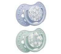 Difrax LOVI Sucette Dynamique - 18+ Mois - Fleurs bleu - 2 pièces | Compatible avec l’allaitement maternel - Sans BPA - Fabriquée dans l’UE, en Pologne