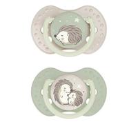 Difrax LOVI Sucette Dynamique - 6-18 Mois - Glow - Hérisson - 2 pièces | Compatible avec l’allaitement maternel - Sans BPA - Fabriquée dans l’UE, en Pologne