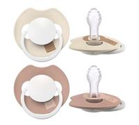 Difrax LOVI Sucette Dynamique - 6 à 18 mois - Prime Glow - Beige et Marron - 2 pièces
