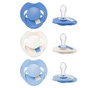 Difrax LOVI Sucette Dynamique - 6 à 18 Mois - Prime Tutti Frutti - Bleu - 3 Pièces - Facile à Accepter, Sans BPA, Silicone de Haute Qualité et Durable