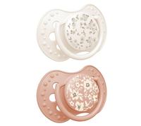 Difrax LOVI - Sucette Dynamique pour Bébé - 0 à 6 mois - Facile à Accepter, Sans BPA, Silicones de haute qualité et durables - Motif Fleurs Fille
