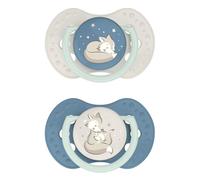 Difrax LOVI - Sucette Dynamique pour Bébé - Tétine phosphorescente - 0 à 6 mois - Garçon - Facile à Accepter, Sans BPA, Silicones de haute qualité et durables