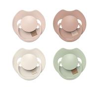 Difrax LOVI Sucettes 0-6 Mois - 4 Pièces - Rose, Vert, Beige et Marron | Silicone souple, forme papillon ergonomique, respectueuse des dents, sans BPA