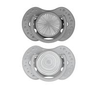 Difrax LOVI Tétine 0-3 mois - Sucette Dynamique pour Bébé - Gris - 2 Piéces - Facile à Accepter, Sans BPA, Silicones de haute qualité et durables