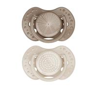 Difrax LOVI Tétine 3 à 6 mois - Sucette Dynamique pour Bébé - Beige & Marron - 2 Piéces - Facile à Accepter, Sans BPA, Silicones de haute qualité et durables