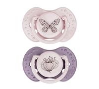 Difrax LOVI Tétine 3 à 6 mois - Sucette Dynamique pour Bébé - Rose & Violet - 2 Piéces - Facile à Accepter, Sans BPA, Silicones de haute qualité et durables