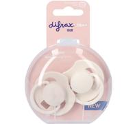 Difrax LOVI Sucette Dynamique 18+ Mois - Beige Clair & Crème - 2 Pièces - Facile à Accepter, Sans BPA, Silicones de haute qualité et durables