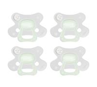 Difrax Sucette Natural - 18+ Mois - Glow - 4 pièces | Brille dans le noir - Sans BPA - Tétine en silicone souple - Forme papillon - Respectueuse des dents