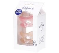 Difrax Sucettes Silicone 6-12M Natural Fit - Lot de 2 Tétines Durables Framboise-Caramel Sucette(S) pc(s)