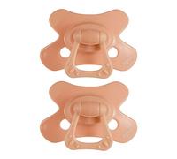 Difrax Tétine 6-18 Mois Natural - Sucette Naissance avec Tétine Silicone - Facile à Accepter - un Apport Optimal d'Air - Tutute Bébé 6 Mois et Plus - Pêche/Orange - 2 Pièces