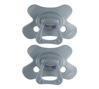 Difrax Tétine 6-18 Mois Natural - Sucette Naissance avec Tétine Silicone - Facile à Accepter - un Apport Optimal d'Air - Tutute Bébé 6 Mois et Plus - Gris Pierre - 2 Pièces