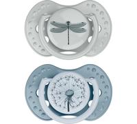 Difrax LOVI Tétine 0 à 3 mois - Sucette Dynamique pour Bébé - Bleu & Vert - 2 Piéces - Facile à Accepter, Sans BPA, Silicones de haute qualité et durables