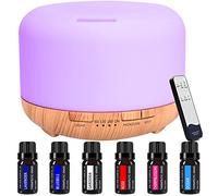 Difusor de aceite esencial de 450 ML Con 6 * 10 ML de aceite esencial Puro, difusor humidificador Para difusores de aromaterapia Con modo de niebla Ajustable y LED de 7 Colores