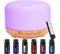 Difusor De Aceite Esencial De 450 Ml Con 6 * 10 Ml De Aceite Esencial Puro, Difusor Humidificador Para Difusores De Aromaterapia Con Modo De Niebla Ajustable Y Led De 7 Colores