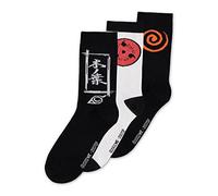 Difuzed Naruto Shippuden Sasuke Symbole Crew Socks 3Pk Homme 39/42 Noir/Blanc CR206027NRT