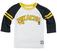 Difuzed Pokémon Kids Pikachu 025 T-Shirt Unisexe à Manches Longues Noir/Blanc Anime Fan-Merch Gaming Pikachu