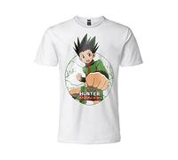 Difuzed T-Shirt Hunter X Hunter Logo Gon Freecss. Blanc. Manches Courtes. 100% Coton. Unisexe. Produit Officiel. Tailles pour Enfants et Adolescents (12-13 Ans)