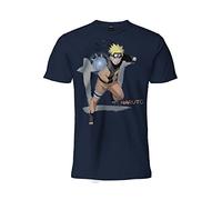 Difuzed T-shirt modèle Naruto Uzumaki avec imprimé devant. Bleu marine 100% coton. Unisexe. Produit officiel. Tailles pour enfant., bleu foncé, 7-8 ans