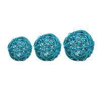 DIGE n27sc08/11 - Un sachet de 9 boules rotin turquoise de diamètre 3-4-5 cm