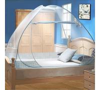 Digead Moustiquaire de Lit Dôme, 100x200cm à Installation Rapide | Portable et Pliable pour Camping et Chambre | Porte Simple, Bordure Bleue