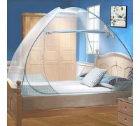 Digead Moustiquaire de Lit Dôme, 120x200cm à Installation Rapide | Portable et Pliable pour Camping et Chambre | Double Porte, Bordure Bleue