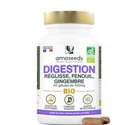 Digestion BIO | Contre les ballonnements + Digestion difficile | 60 gélules | Naturel, avec Réglisse, Fenouil, Gingembre | Adapté aux estomac sensibles | Qualité supérieure