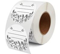 Diggoour Lot de 500 étiquettes rondes blanches de 5,1 cm avec motif floral de ferme pour couvercle Mason, organisation, cadeau, étiquettes de prix, garde-manger, bouteille de confiture, boulangerie
