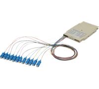 Cassette dépissure fibre optique (FO) Digitus Spleißkassette mit 12 Pigtails, vormontiert, SC, OS2 beige