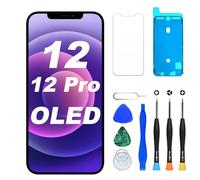DIGI4U Ecran pour iPhone 12/12 Pro OLED, Full HD Compatible Face ID Retina 3D Touch True Tone avec Assemblage Digitizer, Kit d’Outils de Réparation et Adhésif Étanche