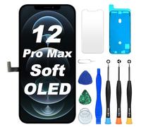 DIGI4U Ecran pour iPhone 12 Pro Max Soft OLED, Full HD Compatible Face ID Retina 3D Touch True Tone avec Assemblage Digitizer, Kit d’Outils de Réparation et Adhésif Étanche