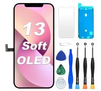 DIGI4U Écran pour iPhone 13 Soft OLED, 6,1 Pouces FHD True Tone Display Face ID Écran Tactile 3D de Remplacement pour iPhone 13 avec kit de réparation