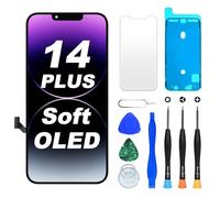 DIGI4U Ecran pour iPhone 14 Plus Soft OLED, Full HD, Compatible Face ID, Écran Retina 3D Touch True Tone avec Assemblage Digitizer, Kit d’Outils de Réparation et Adhésif Étanche