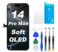 DIGI4U Ecran pour iPhone 14 Pro Max Soft OLED, Full HD, Compatible Face ID, Écran Retina 3D Touch True Tone avec Assemblage Digitizer, Kit d’Outils de Réparation et Adhésif Étanche