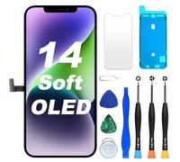 DIGI4U Ecran pour iPhone 14 Soft OLED, Full HD Compatible Face ID Retina 3D Touch True Tone avec Assemblage Digitizer, Kit d’Outils de Réparation et Adhésif Étanche