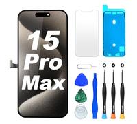 DIGI4U Ecran pour iPhone 15 Pro Max Full HD, Compatible Face ID Écran Retina 3D Touch True Tone avec Assemblage Display Digitizer, Kit d’Outils de Réparation et Adhésif Étanche