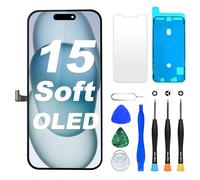 DIGI4U Écran pour iPhone 15 Soft OLED, 6,1 Pouces FHD 3D Touch True Tone COP Remplacement avec Kit de Réparation, Film Protecteur et Adhésif Étanche